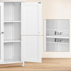 Yaheetech Bathroom Floor Cabinet, Modern Storage Freestanding Organizer Cabinet with Adjustable Shelves & Double Doors, 3-Tier Home Living Room Furniture, White