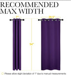 NICETOWN Blackout Curtain Panels for Kids Room, Triple Weave Home Decoration Thermal Insulated Solid Ring Top Blackout Curtains/Drapes (Set of 2, 34 x 54 inches, Royal Purple)