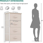 YITAHOME 4-Drawer Fabric Dresser, Dresser for Bedroom, Living Room, Hallway, Closet, Sturdy Steel Frame, Wooden Top, Easy-to-Pull Fabric Bins, Cream White