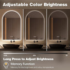 Niccy Arched LED Bathroom Mirror, 48x30 Inch Arch Frameless Backlit Mirrors for Wall Arched Lighted Vanity Mirrors Defogger and 3 Color, Explosion-Proof, HD Glass and IP65 Waterproof