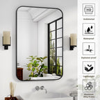 HARRITPURE Rectangular Bathroom Mirror 40''x30'' Black Bathroom Wall Mirror Aluminum Frame Wall-Mounted Mirrors for Entryway Bedroom Living Room