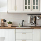 Ravinte 25 Pack 6-1/4 Inch Square Cabinet Handles - Brushed Brass Pulls, Stainless Steel Drawer Pulls, Kitchen Cabinet Hardware