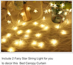 Akiky Princess Canopy Bed Curtains Set with Star Light Sheer Curtain for King Size Bed,8 Panels Canopies (King, White)
