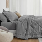 Love's cabin Twin XL Comforter Set Grey, 5 Pieces Twin XL Bed in a Bag, All Season Bedding Sets with 1 Comforter, 1 Flat Sheet, 1 Fitted Sheet, 1 Pillowcase and 1 Pillow Sham