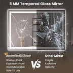 40"X28" LED Bathroom Mirror with Front Lights and Backlit, Anti-Fog, Dimmable, Shatter-Proof Tempered Glass, Lighted Bathroom Vanity Mirror for Wall with 3 Colors, Memory Function
