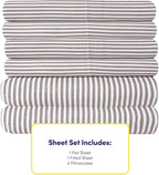 Cal King Size Bed Sheets - 6 Piece 1500 Supreme Deluxe Collection Deep Pocket Ultra Soft California King Sheet Set Bedding - 2 Extra Pillow Cases, California King, Classic Stripe Gray