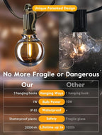 Outdoor String Lights 60 Feet G40 Globe Patio Lights with 32 Edison Shatterproof Bulbs(2 Spare), Waterproof Connectable Hanging Christmas Light for Backyard Porch Balcony Party Xmas Decor