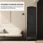 Rose Home Fashion Room Divider, 6 ft Tall Room Dividers and Folding Privacy Screens, 16in Privacy Screen 4 Panel Black Space Temporary Wall Foldable Partition Separation