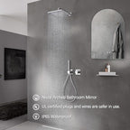 Niccy Arched LED Bathroom Mirror, 51x27 Inch Arch Frameless Backlit Mirrors for Wall Arched Lighted Vanity Mirrors Defogger and 3 Color, Explosion-Proof, HD Glass and IP65 Waterproof