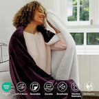 NANPIPER Sherpa Blanket for Couch, Warm and Lightweight Throw, Soft Fuzzy Plush Fleece for Winter, Plum Purple 50x60 Inches