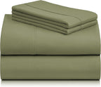 LuxClub 4 PC Full Sheet Set, Breathable Luxury Bed Sheets, Deep Pockets Wrinkle Free Cooling Bed Sheets Machine Washable Hotel Bedding Silky Soft - Olive Full