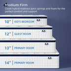 Crystli Queen Mattress 13 Inch Hybrid Mattress Bed in a Box, Medium Firm Support, Pressure & Pain Relief for All Sleepers, CertiPUR-US Certified, Reinforced Edge Support, Motion Isolation