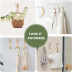Natural Wood Wall Hooks,4 Pack Wall Mounted Wooden Coat Hooks,Modern Decorative Wooden Peg Hook for Entrance Wall,Heavy Duty Bag Hanger Hooks for Hanging Coats,Key,Towels,Purse(Oak Wood)