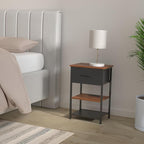 Nightstands Set of 2 with Charging Station and Drawer, End Table Side Table with 20 Colors LED Light Strip and 2 Layers Shelf for Bedroom Living Room Sofa (Rustic Brown)