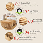 Polar Fleece Blankets King Size for The Bed Extra Soft Brush Fabric Super Warm Sofa Blanket 90" x 108"(Camel King)