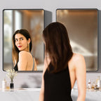 Hasipu 2 PCS Bathroom Mirror for Wall, 36 x 30 Inch Black Metal Framed Bathroom Mirrors for Over Sink, Rectangle Bathroom Vanity Mirror, Anti-Rust, Tempered Glass, Horizontal or Vertical