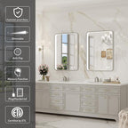 28x36 Inch LED Mirror for Bathroom,Brushed Sliver Metal Frame Lighted Vanity Mirror, Anti Fog Stepless Dimmable,Wall Mounted(Horizontal/Vertical)