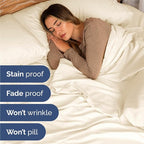 Twin 4 Piece Sheet Set - Comfy Breathable & Cooling - Ultra-Soft Hotel Luxury Bedding Set with 8-16 Inch Deep Pockets - 1 Flat & 1 Fitted Sheet & 2 Pillowcases - Wrinkle Free & Easy Care - Off White