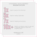 Danielle Creations 6.75-Inch Portable Two-Sided Vanity Round Vanity Makeup Mirror, No-Slip Soft Touch with 360 Rotation, 10x Magnification, White