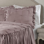 Lush Decor Ravello Pintuck Ruffle Skirt Bedspread Set - Luxe 3 Piece Ruffled Bedding Set - Traditional Glam & Farmhouse Inspired Bedroom Decor - King, Woodrose