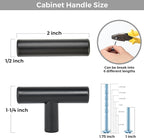 15 Pack Matte Black Cabinet Knobs - Kitchen Cabinet Knobs Black Cabinet Pulls for Kitchen Cabinet Drawer Stainless Steel Dresser Knobs for Cabinet Hardware 2in Length Single Hole T Bar