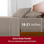 Mellanni Extra Deep California King Sheets - 4 PC Iconic Collection Bedding - Hotel Luxury, Ultra Soft, Cooling Bed Sheets - Wrinkle, Fade, Stain Resistant (Cal King, Tan)
