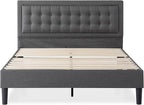 ZINUS Dachelle Upholstered Platform Bed Frame, Mattress Foundation, Wood Slat Support, No Box Spring Needed, Eco Friendly WonderBox (TM) Packaging, Easy Assembly, Dark Grey, Full