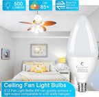 Sailstar Candelabra Light Bulbs 60 Watt Equivalent, 5000K Daylight, 5W E12 Small Base Type B LED Bulbs, 500 Lumens, Chandelier Ceiling Fan Light Bulbs, CRI 85, Non-dimmable, Pack of 10