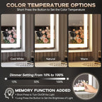 LED Bathroom Mirror, 24“x32“ Lighted Bathroom Mirror with Metal Framed, Extremely Bright LED Mirror for Bathroom, 3 Colors Dimmable, Anti-Fog, Memory, Wall Mounted Lighted Vanity Mirror