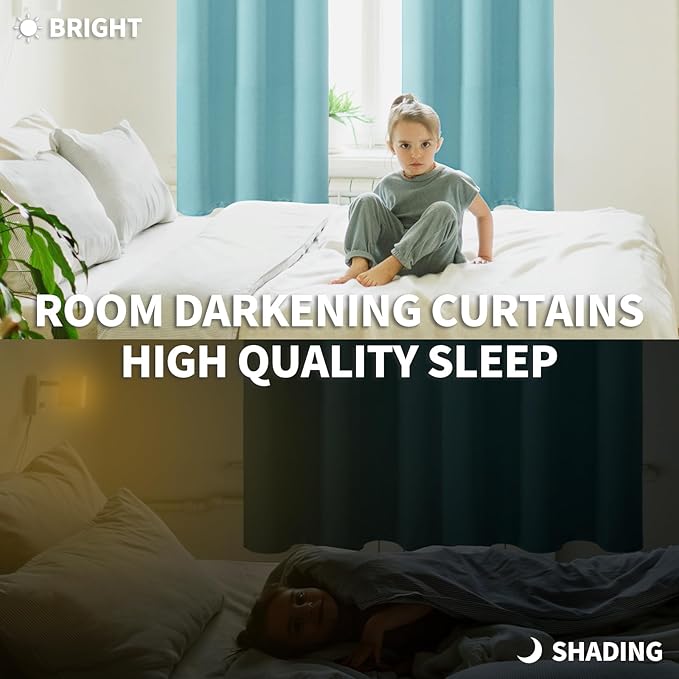 BGment Blackout Curtains - Grommet Thermal Insulated Room Darkening Bedroom and Living Room Curtains, Set of 2 Panels (42 x 72 Inch, Baby Blue)