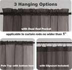 Chyhomenyc Sheer Valances for Windows 2 Pieces, 42Wx14L Inches Brown Small Window Valance for Living Room Bathroom Cafe Laundry Basement, Elegant Chocolate Rod Pocket Voile Valance