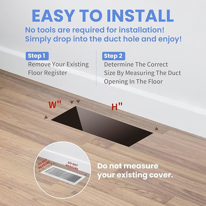 2x12 Inches 4 Pack Heavy Duty Walkable Floor Register - Easy Adjust Air Supply Lever Decorative Floor Vent Covers, Boston Design Vent Covers for Home - Satin Nickel