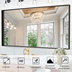 55”x 36” Black Bathroom Mirrors for Over Sink, Metal Framed Rectangle Mirror, Large Modern Wall Vanity Mirror, Mirrors for Wall Decor Living Room Bedroom Entryway (Horizontal/Vertical)
