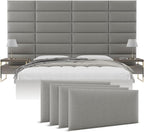 Vänt Upholstered Wall Panels - King/Cal King Size Wall Mounted Headboards - Zigrino Mineral - Twin/King - Set of 4 Panels (Each Individual Panel 39"x11.5")