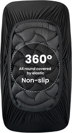 SLEEP ZONE Twin XL Cooling Mattress Topper for College Dorm, Premium Zoned Cool Mattress Pad Cover, Padded Mattress Protector Breathable Washable, Deep Pocket 8-21" (Black, Twin XL)