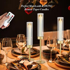 Glass Hurricane Candlestick Holders Gold, KSWING Set of 3 Taper Candle Holders Brass Tall Clear Candle Stand Holders, Perfect for Table Centerpiece Party Wedding Christmas Home Decor