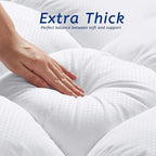 Full Size Mattress Topper for Back Pain, Cooling Extra Thick Mattress Pad Cover with 8-21 inch Deep Pocket, Plush Pillow Top Mattress Topper Overfilled with Down Alternative, Full Size, White