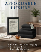 Lane Linen 100% Organic Cotton California King Sheets Set, 4-Piece Pure Organic Cotton Long Staple Percale Weave Ultra Soft Best Bedding Sheets for Bed, Breathable, Fits Mattress Upto 15" Deep - Black