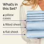 Cal King 6 Piece Sheet Set - Comfy Breathable & Cooling - Ultra-Soft Hotel Luxury Bedding Set w/ 8-16 Inch Deep Pockets - 1 Flat & 1 Fitted Sheet & 4 Pillowcases - Wrinkle Free & Easy Care - Sky Blue