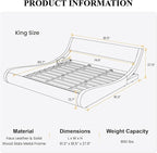 SHA CERLIN Modern Low Profile Platform Bed Frame King Size, Stylish Faux Leather Upholstered Sleigh Bed with Ergonomics Headboard, No Box Spring Needed, Glossy Black