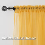 HUTO Gold Yellow Sheer Window Curtains 108 Inches Long for Bedroom Girls Rod Pocket Window Sheer Panels Drapes 2 Panels Curtains for Living Room Canopy Bed Nursery