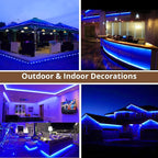 LED Rope Lights, 33Feet Blue Flat Flexible Strip Light, Plug in Novelty Lighting, Connectable and Waterproof for Home Christmas Holiday Garden Patio Party Decoration