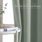 NICETOWN Room Darkening Curtains for Room Divider, Grommet Thermal Curtains Light & Sound Reducing Window Treatments for Sliding Glass Door, W66 x L110, Sage Green, 2 Panels