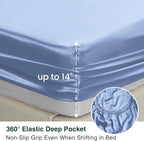 Love's cabin Twin XL Satin Sheet Sets - 3 Piece Sky Blue Silky Bed Sheets with Deep Pockets, Luxury Silk Feel Satin Sheet Set Twin XL (1 Flat Sheet,1 Fitted Sheet,1 Pillow case)
