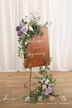 Ling's moment 2pcs Wedding Flowers Garland Artificial Floral Swag Arch Decorations Greenery Arrangements Lilac & Gold Ceremony Reception Garden Easel Wall Home Entryway Outdoor NOT Include Sign