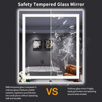 LOAAO 32"X36" LED Bathroom Mirror with Lights, Anti-Fog, Dimmable, Backlit + Front Lit, Lighted Bathroom Vanity Mirror for Wall, Memory Function, Tempered Glass, ETL Listed