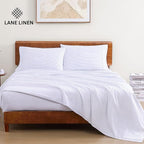 LANE LINEN 100% Organic Cotton Printed King Size Sheets Set, Soft & Comfy Fully Elasticized Percale Low Pilling Machine Washable All Season Printed Oeko-Tex Cotton King Sheets- Ticking Stripe