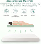 EGO White 10 Inch Short Queen Memory Foam RV Mattress, Cooling Gel Green Tea Mattress for RVs, Campers & Trailers, Bed in a Box, CertiPUR-US Certified, 60"x75", Medium Firm