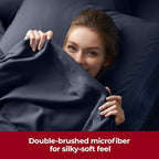 Mellanni Extra Deep Twin Sheets - 3 PC Iconic Collection Bedding - Hotel Luxury, Ultra Soft, Cooling Bed Sheets - Wrinkle, Fade, Stain Resistant (Twin, Navy Blue)