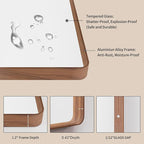 LOAAO 40X30 Inch Bathroom Mirror with Wood Grain Colored Metal Frame, Rounded Rectangle Metal Framed Bathroom Mirror, Anti-Rust, Hangs Horizontally or Vertically, Tempered Glass